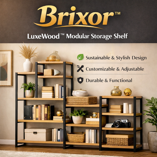 Brixor™ LuxeWood™ Modular Storage Shelf